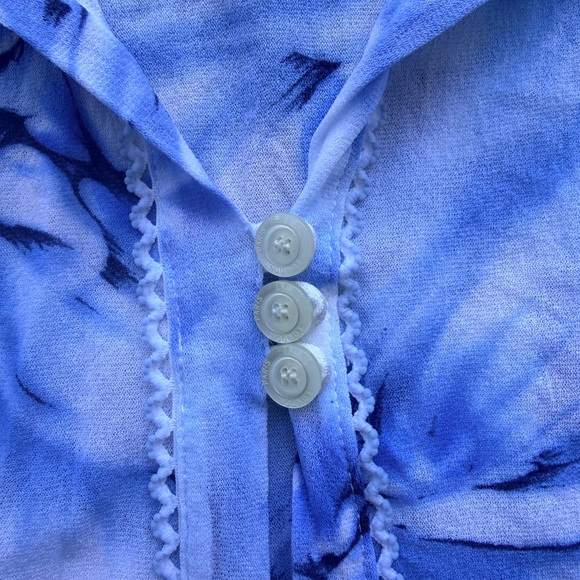 Vintage TFNC London Y2K Mesh Blue Floral Top - Picture 5 of 8